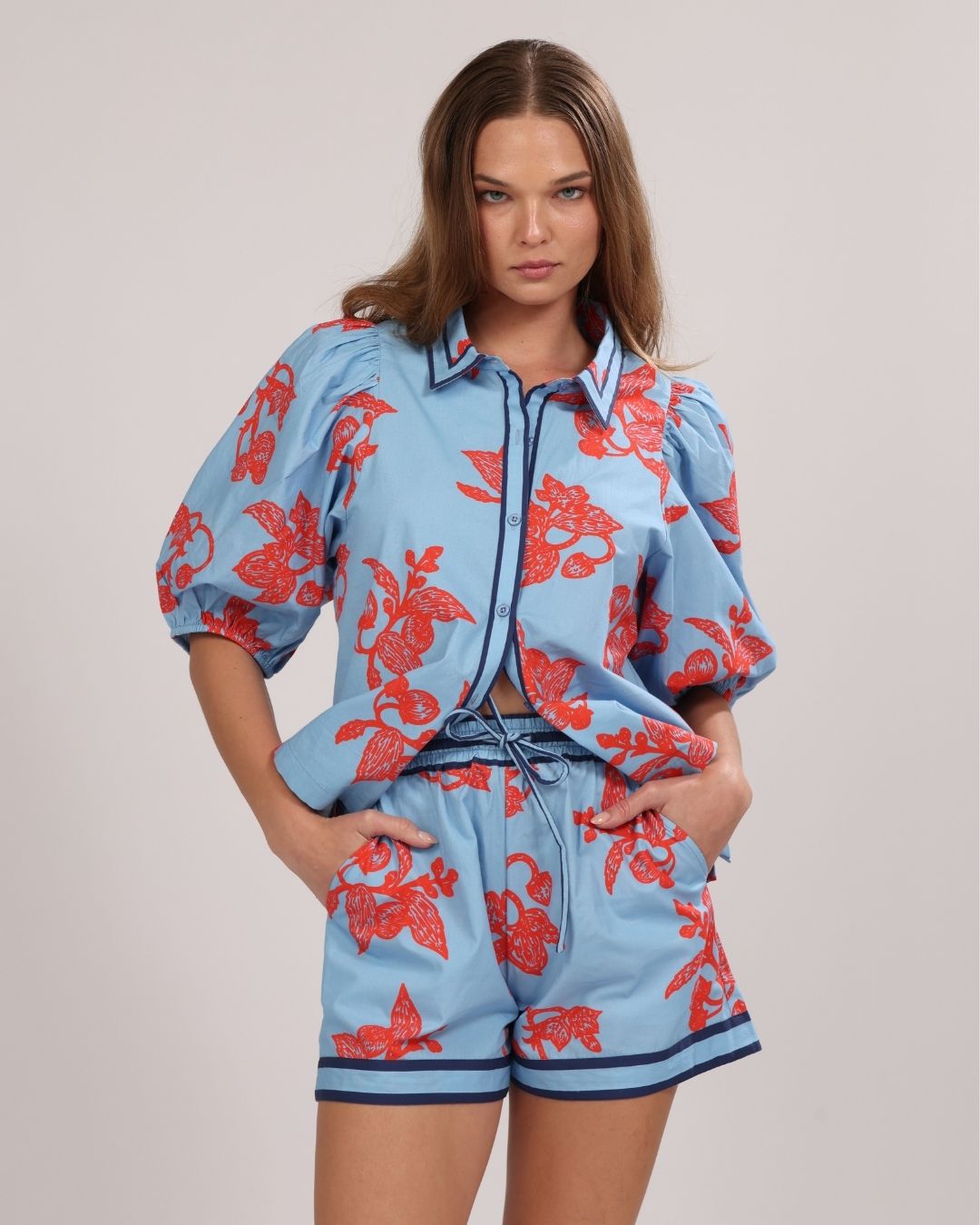Short Poplín Fragola Light Blue