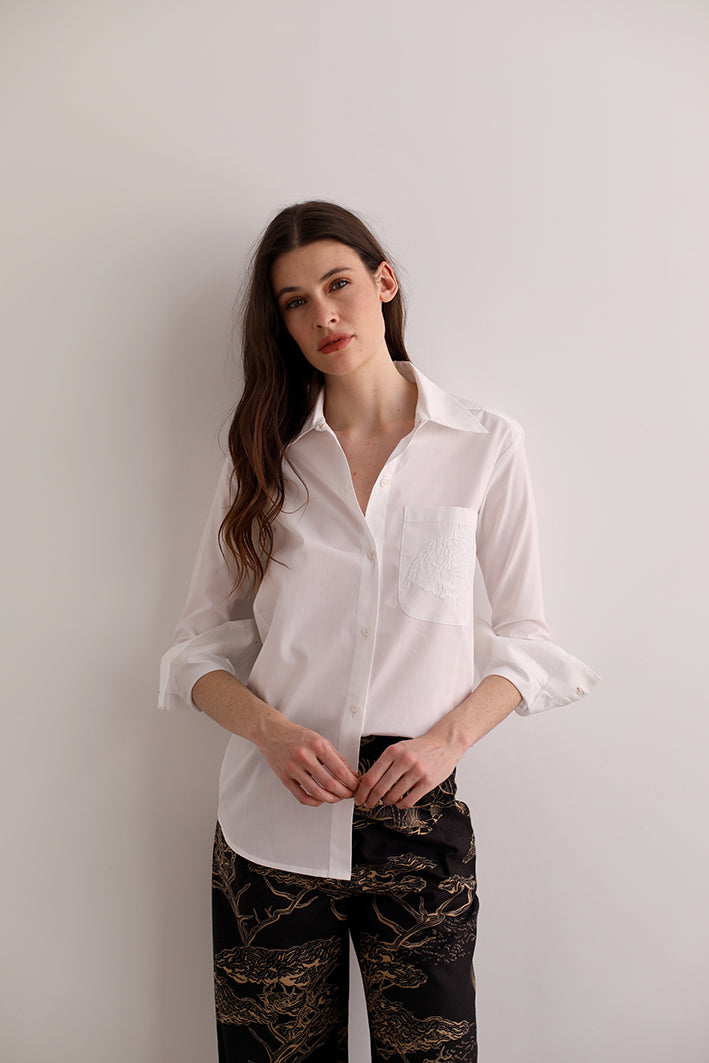 Camisa Cheetah White Poplin