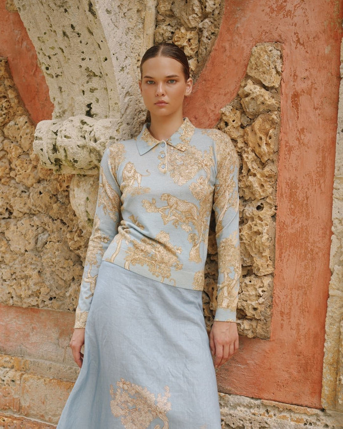Sweater de Cashmere Africa Light Blue