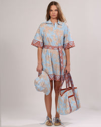 Vestido Corto de Poplín Africa Light Blue