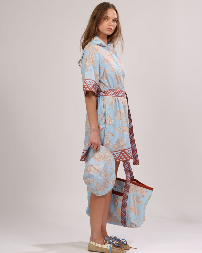 Vestido Corto de Poplín Africa Light Blue
