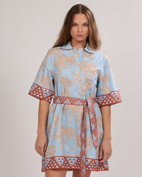 Vestido Corto de Poplín Africa Light Blue
