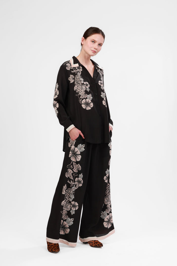 Camisa de Seda Blossom Black