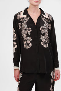 Camisa de Seda Blossom Black