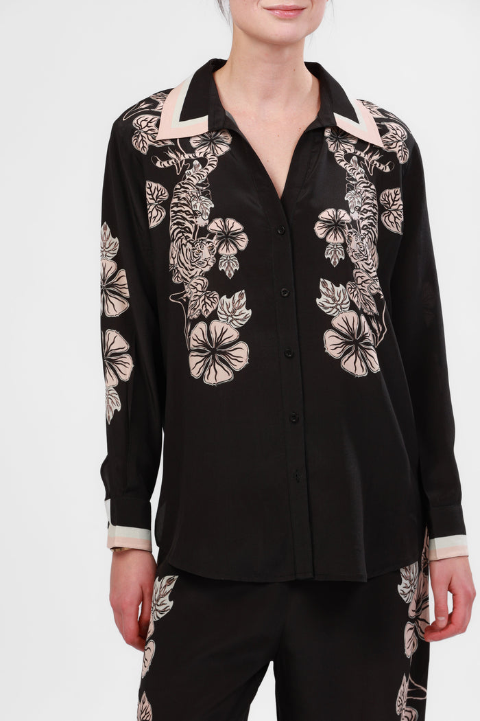 Camisa de Seda Blossom Black