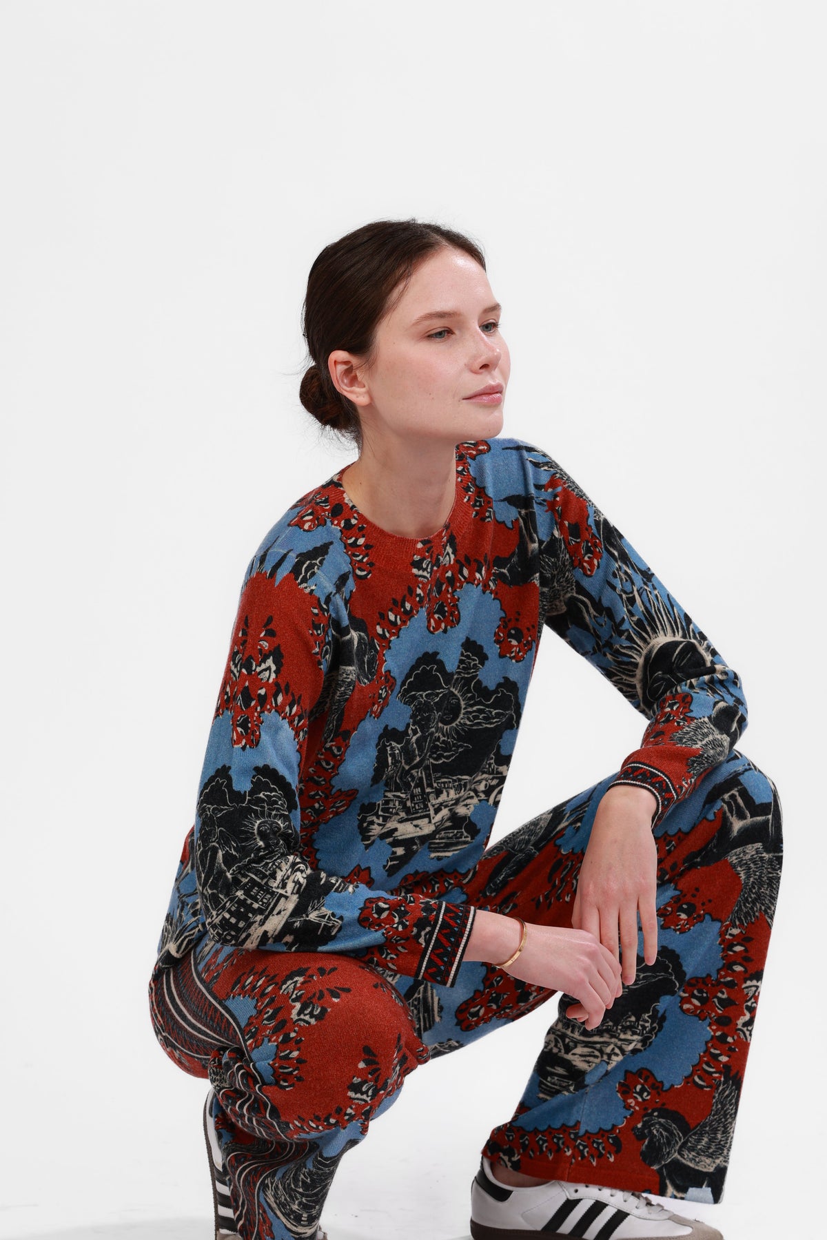 Sweater Cashmere Italian Coast Red and Blue