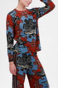 Sweater Cashmere Italian Coast Red and Blue