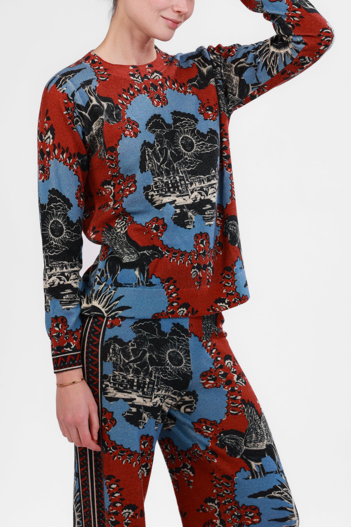 Sweater Cashmere Italian Coast Red and Blue