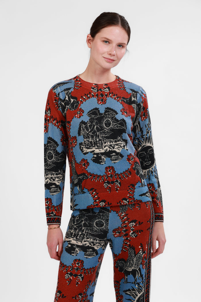 Sweater Cashmere Italian Coast Red and Blue
